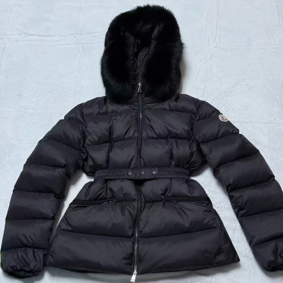 Moncler Jackets & Blazers - Moncler Black Fox Fur Collar Women's Slim Fit Down Jacket, Size L